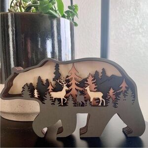 Woodland Bear Silhouette Shadowbox Decor